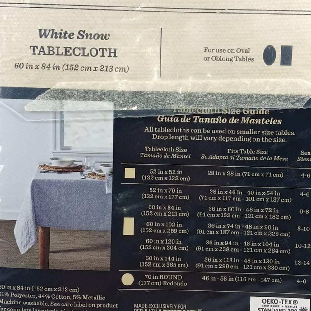 Bee & Willow-Table Cloth-60x84-Seats 6-8/White Snow- Home Gray & White-Holiday - Picture 6 of 10